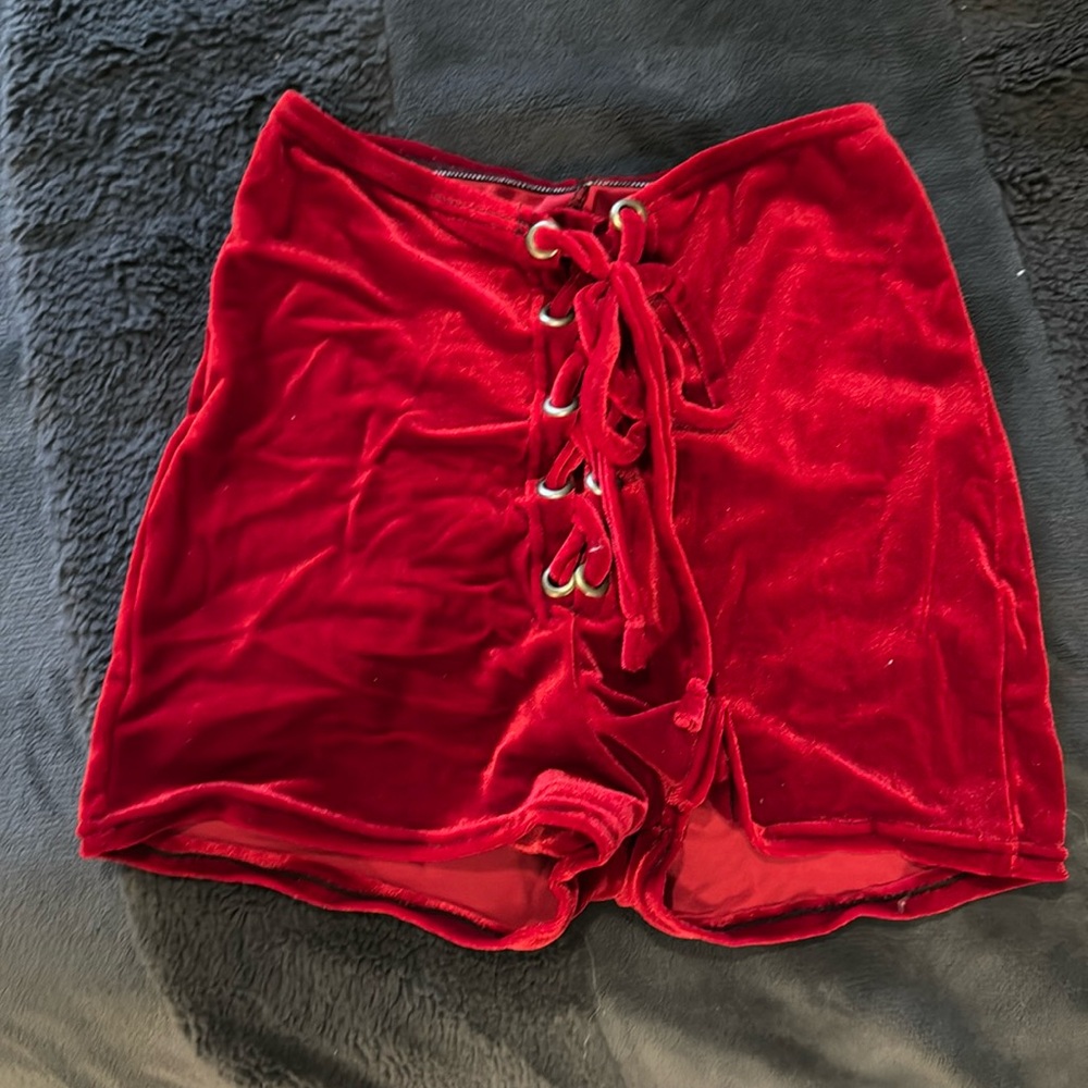 Festival or costume red velvet shorts
